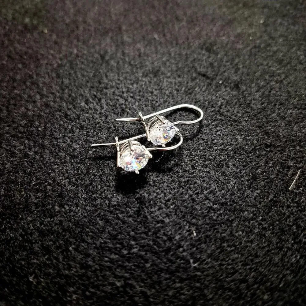 Dolce Giavonna Sterling Silver Round Shepherds Hook Earrings